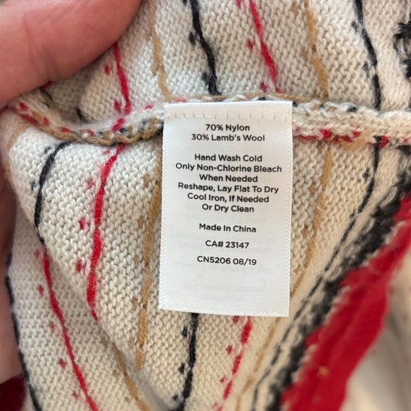 Talbots Red and Cream Fair Isle Lamb’s Wool Sweater - Picture 6 of 6